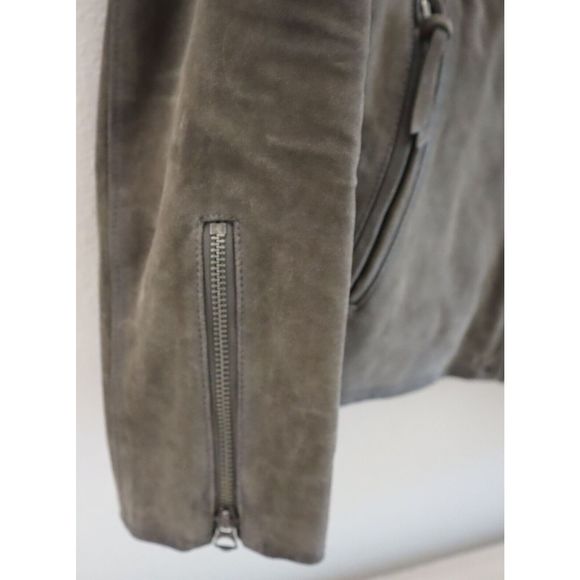 Polo Ralph Lauren 710777341001 Men's Sz M Gray Suede Café Racer Jacket $698 - Picture 7 of 14